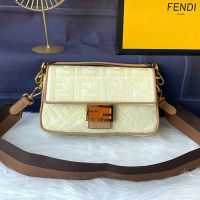 Fendi Medium Baguette Bag In FF Motif Canvas Apricot