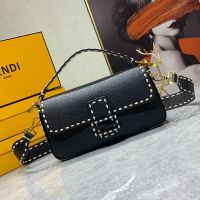 Fendi Baguette Bag Grain Leather Black