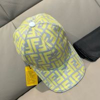 Fendi Baseball Cap In FF Motif Canvas Yellow