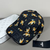 Fendi Baseball Cap In Pokemon Dragons FF Motif Canvas Black