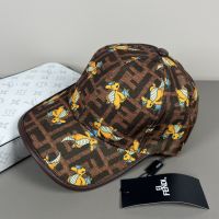 Fendi Baseball Cap In Pokemon Dragons FF Motif Canvas Brown
