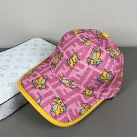 Fendi Baseball Cap In Pokemon Dragons FF Motif Canvas Pink