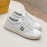 Fendi Domino Sneakers Unisex FF Detail Leather White