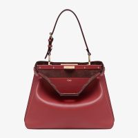 Fendi Medium Peekaboo Soft Bag Leather Red