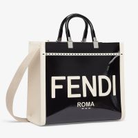 Fendi Medium Sunshine Shopper Bag Fendi Roma Patent Leather Black