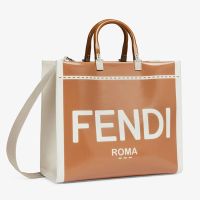Fendi Medium Sunshine Shopper Bag Fendi Roma Patent Leather Brown