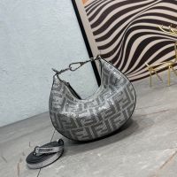Fendi Mini Fendigraphy Hobo Bag Crystal FF Covered Leather Silver