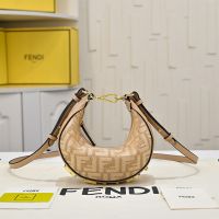 Fendi Mini Fendigraphy Hobo Bag FF Jacquard Raffia Beige