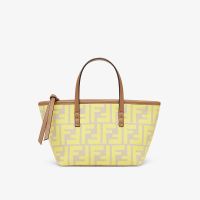 Fendi Mini Roll Shopper Bag FF Jacquard Fabric Yellow