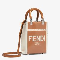 Fendi Mini Sunshine Shopper Bag Fendi Roma Patent Leather Brown