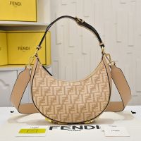Fendi Small Fendigraphy Hobo Bag FF Jacquard Raffia Beige