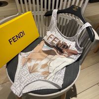 Fendi Swimsuit Women Girls Graphics FF Motif Lycra Grey